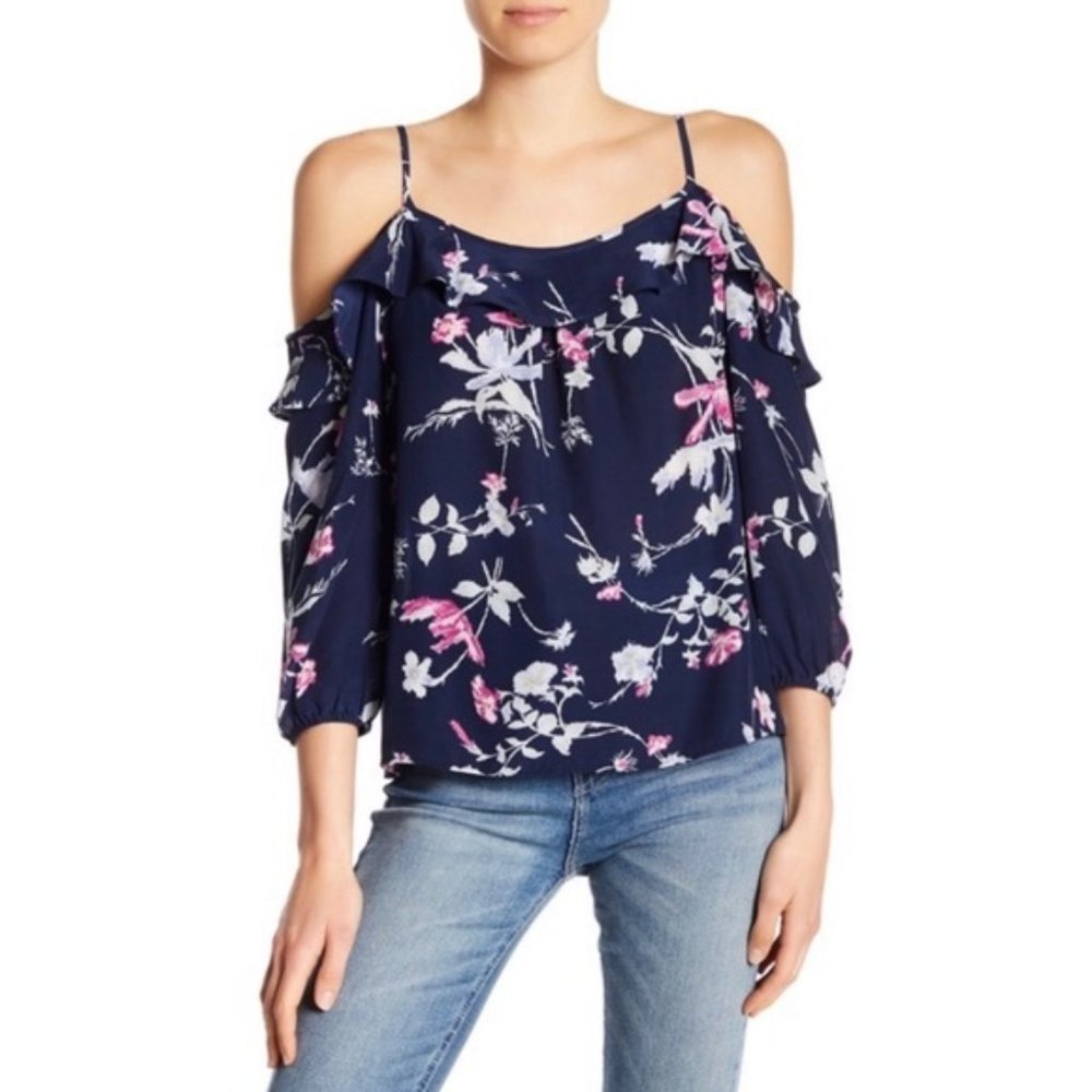 Joie Floral Cold Shoulder Top XS